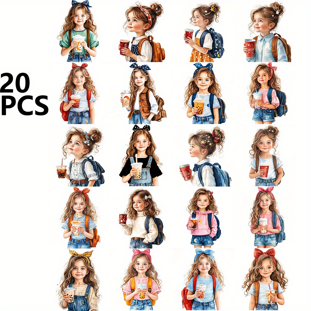 20pcs Jeans Girl Stickers Pack For Crafts Projects Scrapbooking Luggage Laptop Notebook Journaling Photo Album Decor Stationery Additions Aesthetic Decoration Decals Valentine's Day Birthday Gift