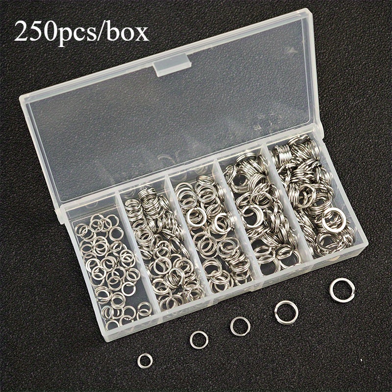 Image of A Set Of 250 Fishing Snap Rings Made Of Stainless Steel For Connecting Bait