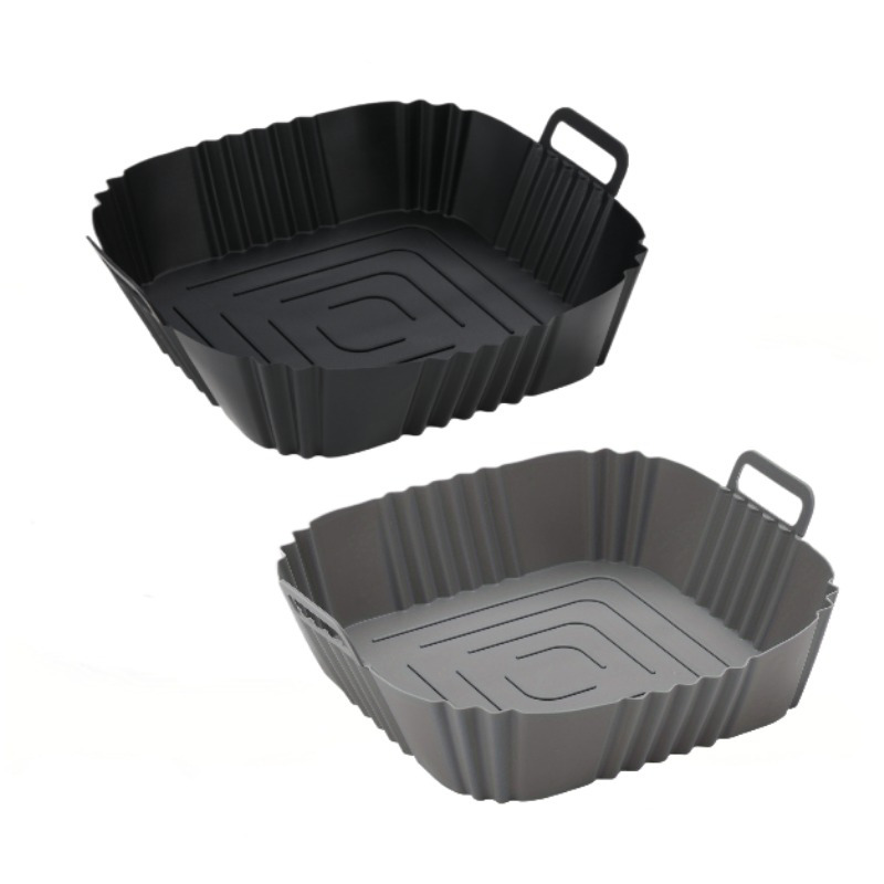 Image of 2pcs Silicone Air Fryer Baking Pan Set, 9-inch Pizza And Chicken Air Fryer Silicone Basket, Reusable Air Fryer Liner, Kitchen Accessories