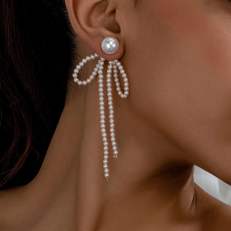 TEMU 2pcs Aretes de mujer multicolor con borla grande de estilo francés, incrustación de perlas de , borla larga y cuentas, ideales para banquetes,