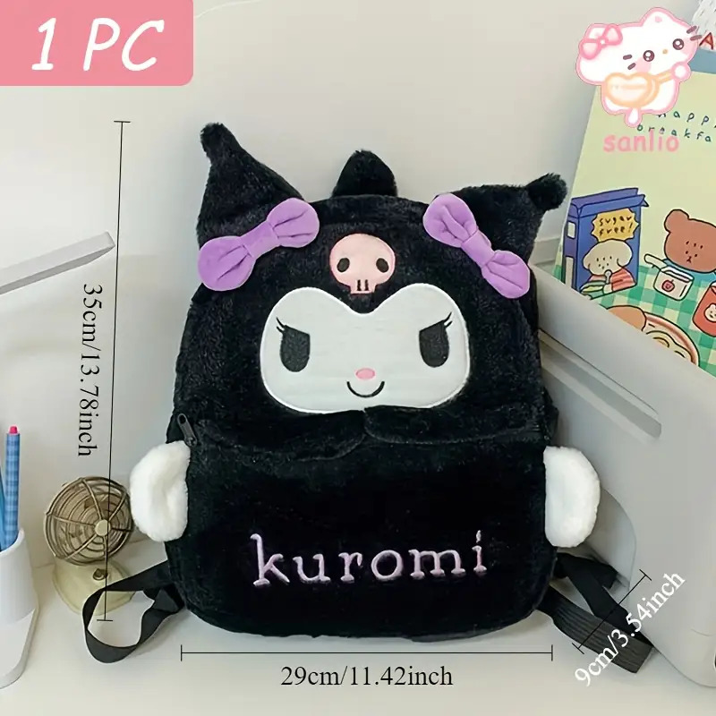 Sanrio for kuromi Backpack - Cute for kuromi Face with Expressive Eyes & Pink Bow, Large Capacity School Bag with Secure Zipper Closure, Lightweight Japanese Anime Backpack for Girls, for Kuromi Collectors Gift for School, Travel