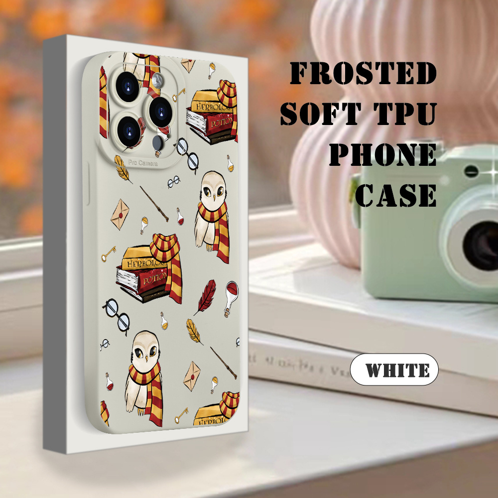 

Rated Creative Simple Christmas Magic Wand Owl Pattern Antique White Frosted Mobile Phone Case For Iphone16/15/14/13/12/11/7/8 Plus Pro /16pro As , Girls/boys Friends, Men Or Women Christmas Gifts