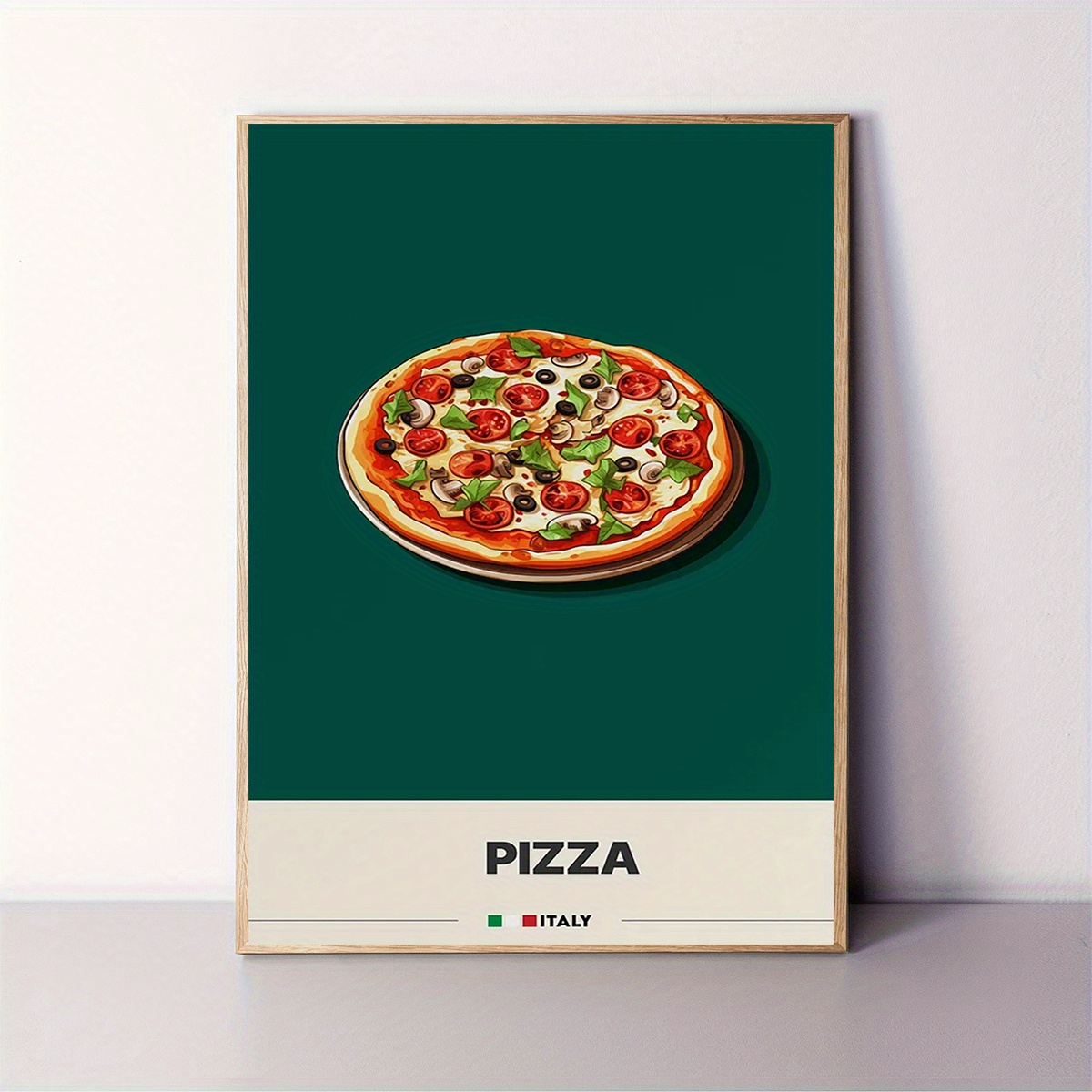 TEMU 1pc, 12x16 Inch, Frameless, Pizza Poster - Minimalist Art Pizza Illustration Kitchen Decor Printable Food Gift, Fun Wall Art For Home Bedroom
