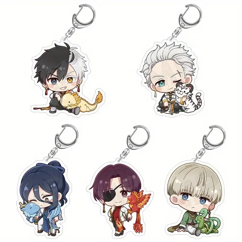 TEMU 2d Flat - [2d Flat] 5pcs Set Of Cute Acrylic Keychains; Anime Collection Gift Small Gift Anime Keychain Very Suitable For Car Keys And Backpack