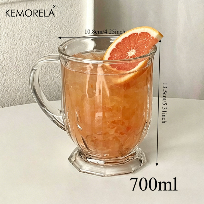TEMU Large-capacity Glass Cup With Handle, Trendy Instagram Style, Perfect For Women, Great For Milk Or Other Beverages.