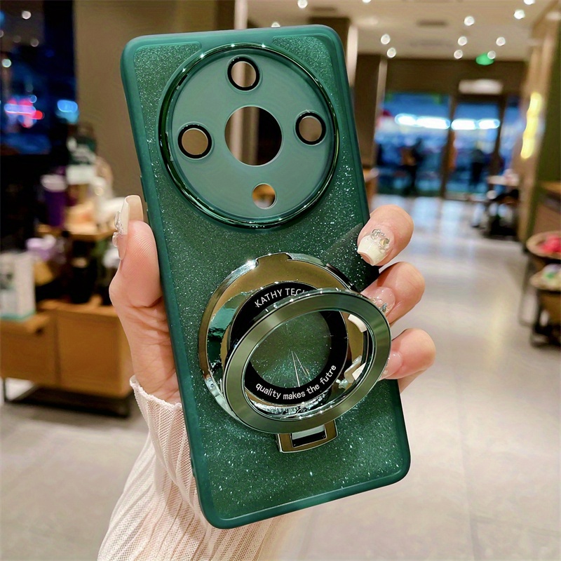 TEMU Phone Case - Soft Tpu Clear Case With Glitter Magic 6 Lite 5g, Designed X9b, Featuring Lens Protector And A Circular Magnetic Stand On The Back