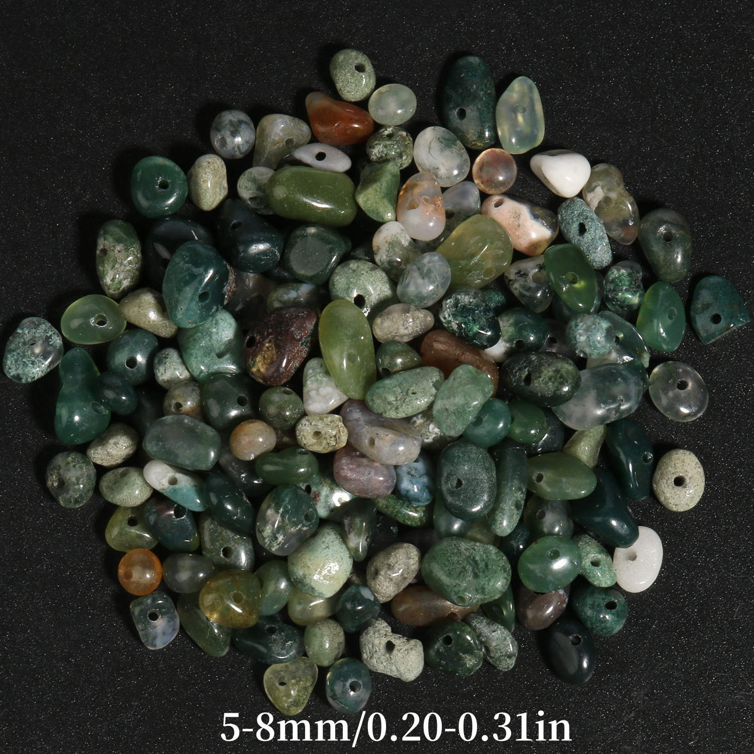 16in Natural Irregular Grass Agates Stone Chips Gravel Bead String, 3-8mm Green Loose Spacer Decorative Beads, For Jewelry Making Diy Unique Bracelet Necklaces Earring Accessories, Ideal Gifts