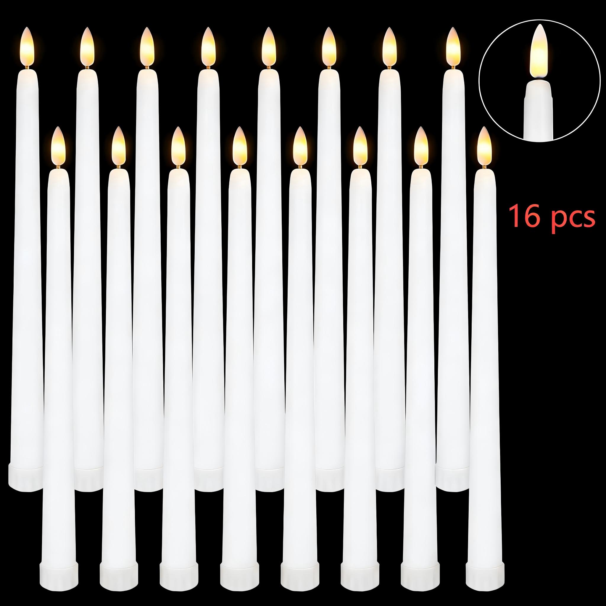 TEMU 16 Pack Flameless Led Taper Candles, Battery-powered With Flame, Natural Flickering Soft Warm Light, Safe And Smokeless, Weddings, Parties,