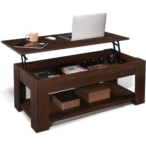 41 lift top coffee table with hidden storage compartment rising tabletop space saving retro modern lift top mechanism shelf suitable for home office living room reception desk wood