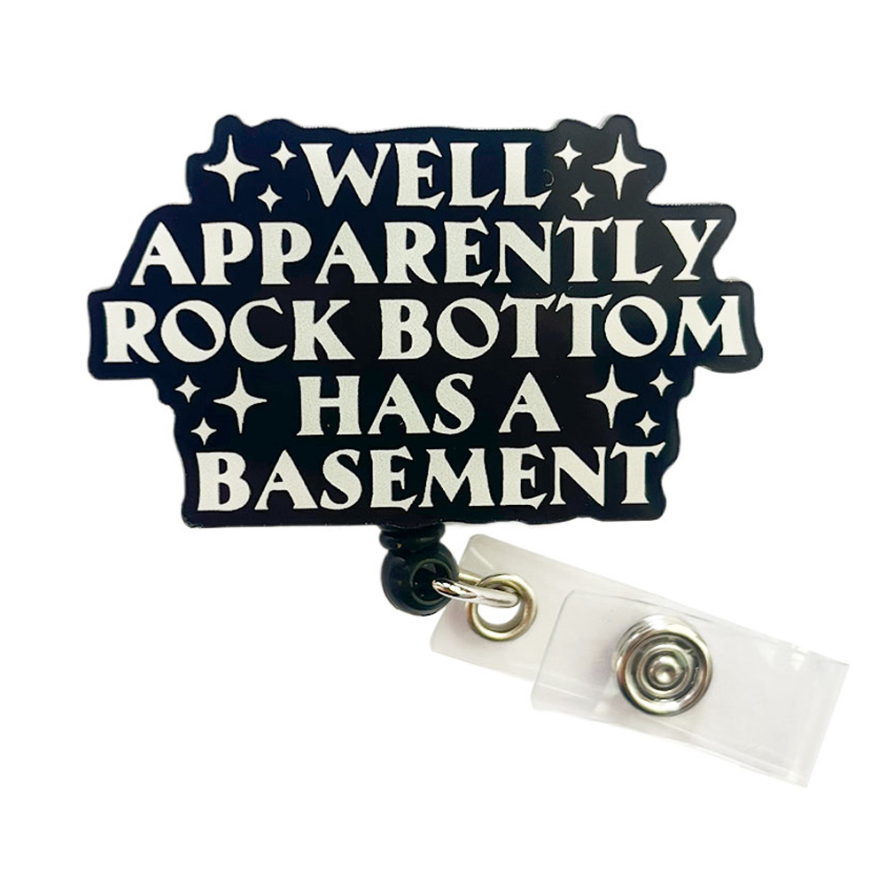 

1pc Chic "well Has A Basement" Retractable Badge Holder With - Acrylic Nurse & Doctor Lanyard Clip For Hospital And Office