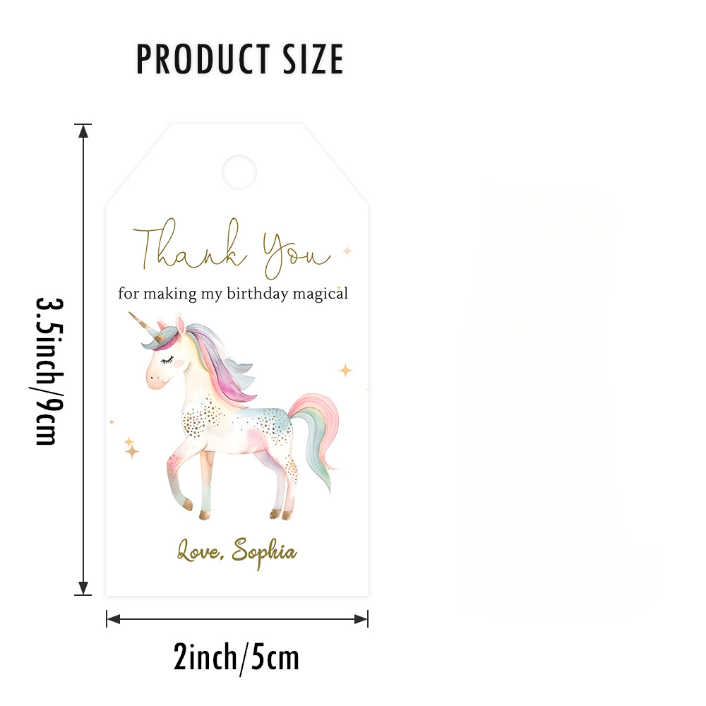 TEMU 20pcs Personalized Custom Unicorn Thank You Gift Tags - Magical For Birthdays, Weddings, Parties, Favors, Colorful Paper Tags, Suitable For