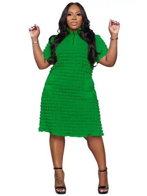 short green plus size dress Plus Size Emerald Green Party Satin Turndown Collar Plunging Neck Draped Mini Dress