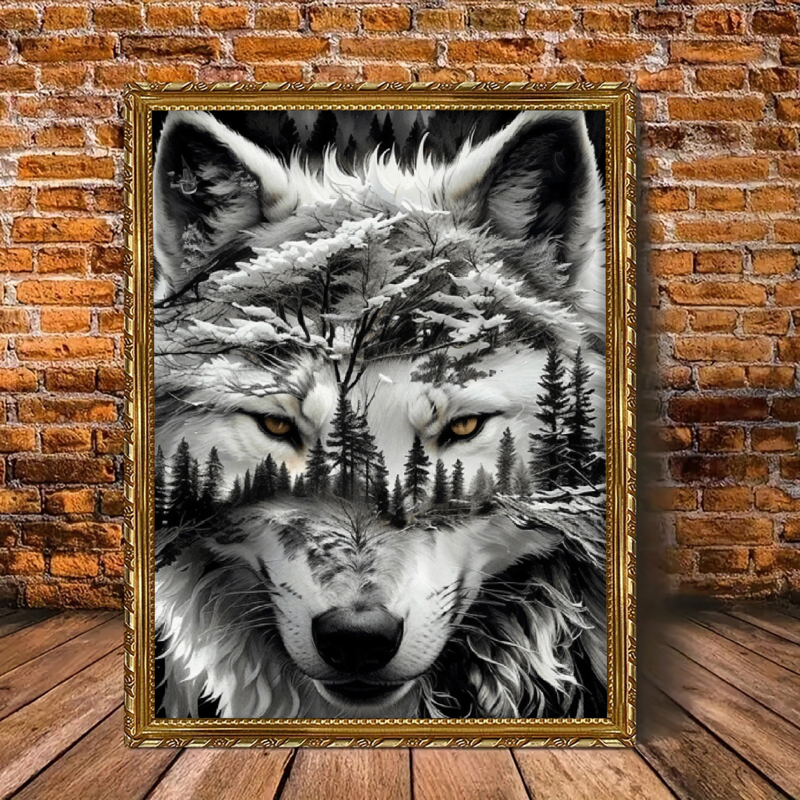 

Wolf & Canvas Art Print - 12x16" Decor For , , , Bathroom, - , For Decor