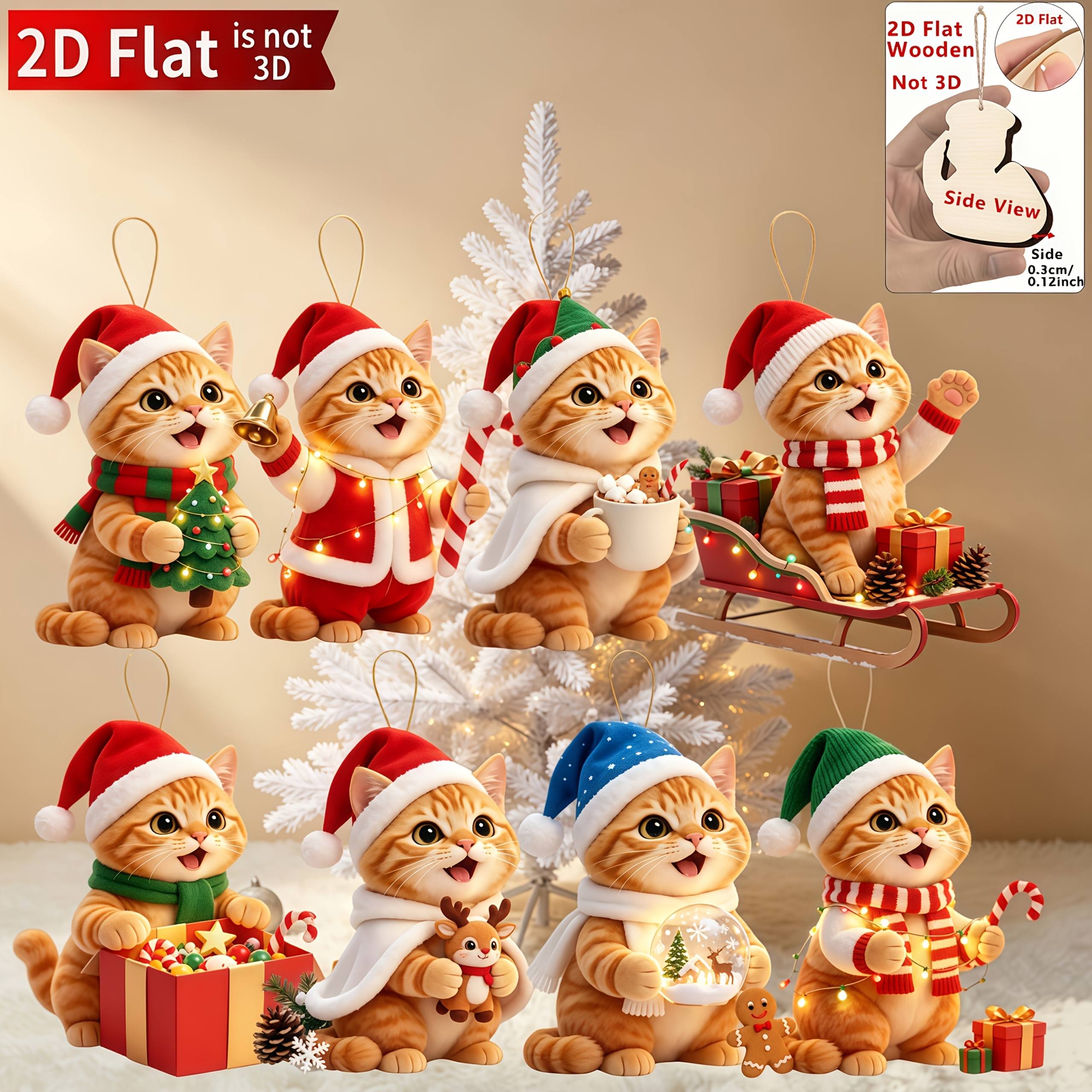 TEMU 2d Flat, 8pcs Wooden Cute Ornaments, Handmade Vintage And Pendants, Multi-holiday Decorations Suitable For Halloween, Easter, Thanksgiving,