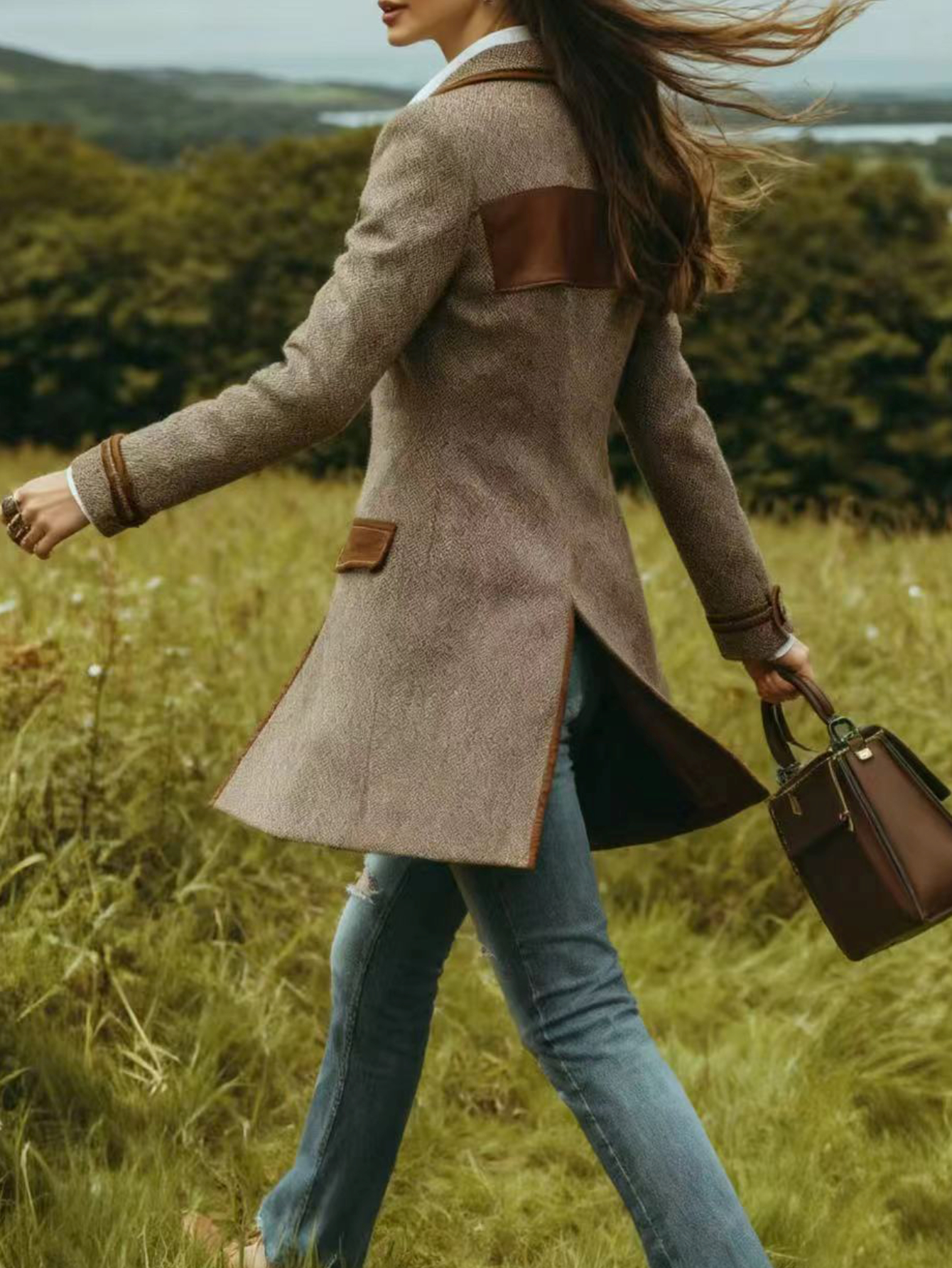 Elegant Women's Herringbone Coat