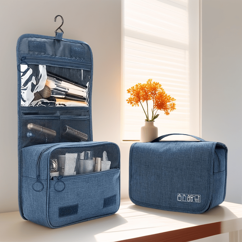 

Waterproof Hanging Toiletry Bag With Multi-pocket Cosmetic Organizer - Polyester, Odorless Travel Accessory Storage