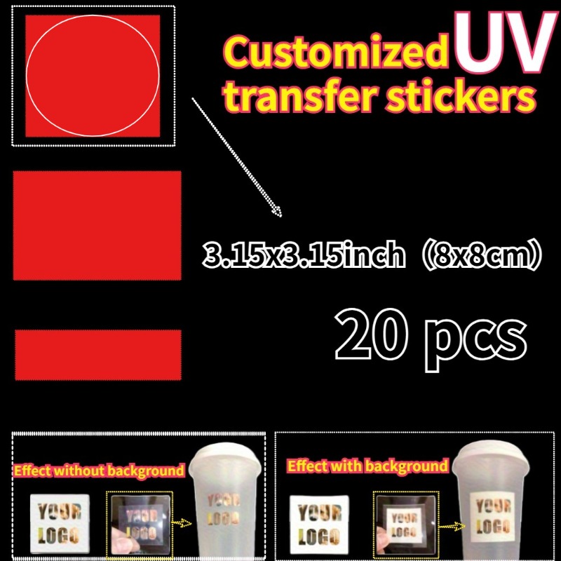 TEMU Stickers 3D Transfert UV Personnalisables - 20/40pcs Couleurs Mélangées, Surface Cristal Pailleté, Auto-Adhésifs pour Verre, Haute Qualité et