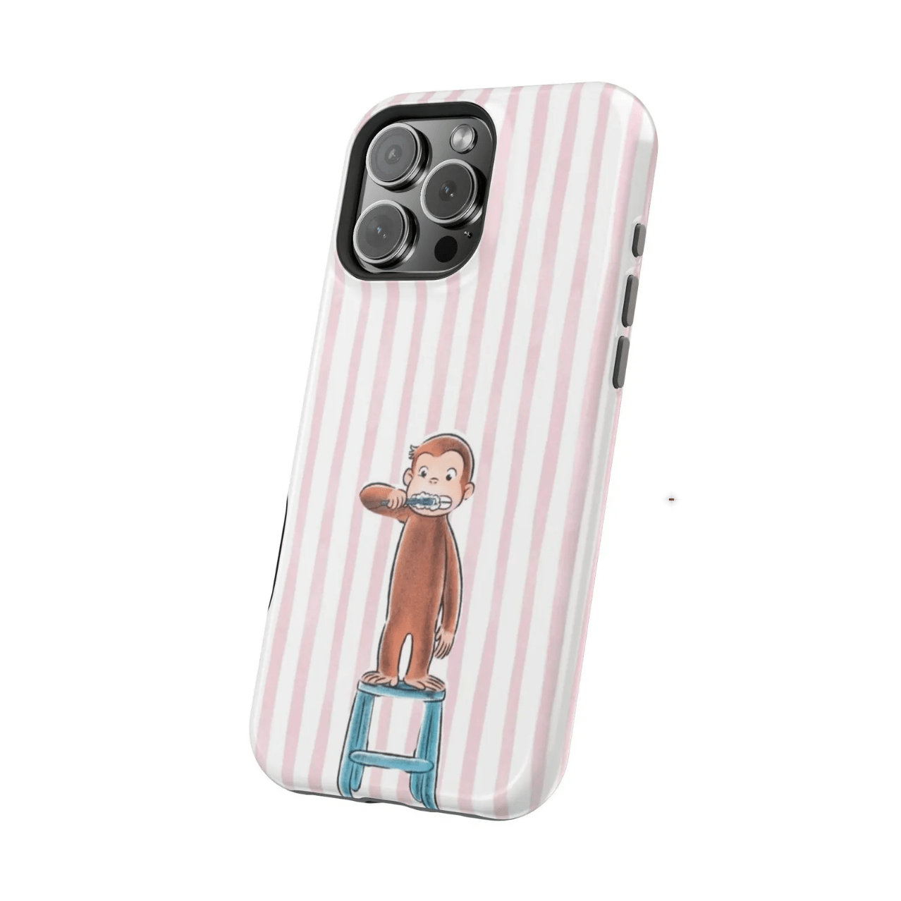 TEMU Phone Case: Monkey Pattern Iphone Case On Stripes For Iphone 17/16/15/14- Stylish& Cute, Birthday Gift For