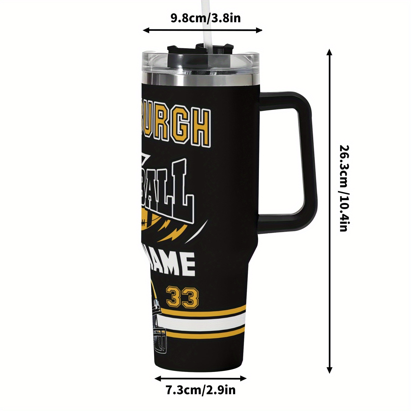 custom pittsburgh 40oz travel mug with handle personalized name design   coffee water ideal gift for valentines day easter mothers day fathers day   mug 5