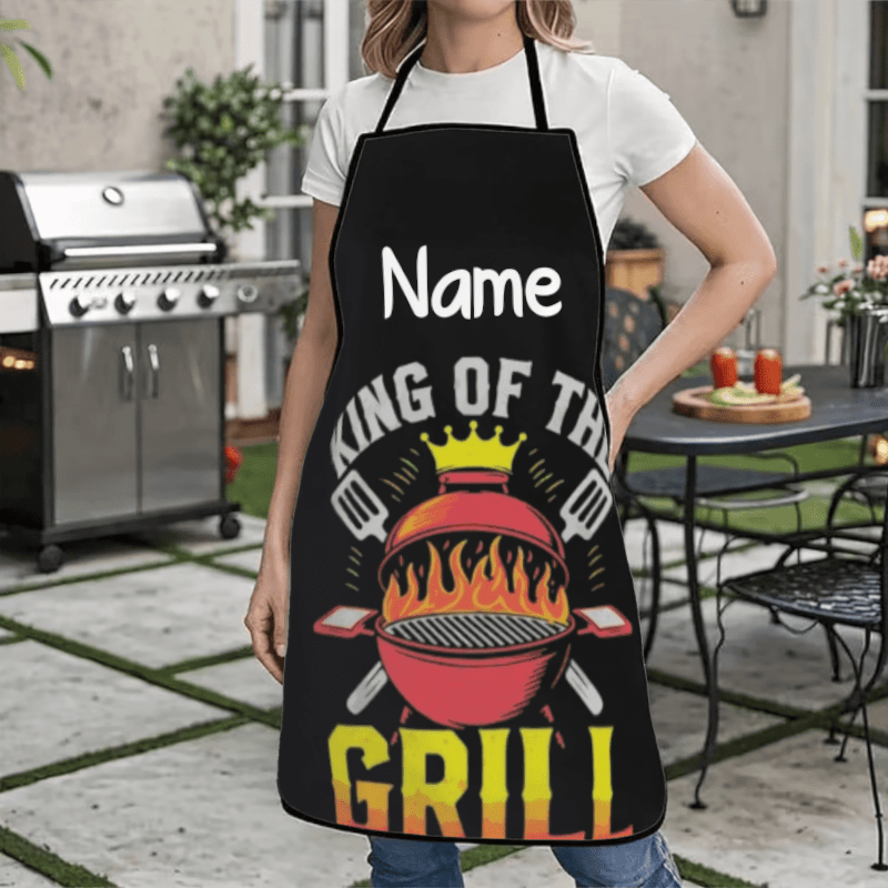 TEMU 1pc Custom Name Apron,,this Apron Features Neat Bound Edges For Durability And Look, With No Pockets For A , Lighter Design. It From And Stains