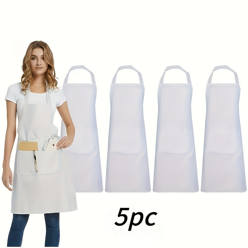 TEMU 5pcs Adjustable Aprons With Pockets - High Quality, Comfortable For Cooking, Chefs, Servers, Bbq, And Hairdressers - Easy To Clean, Heavy-duty