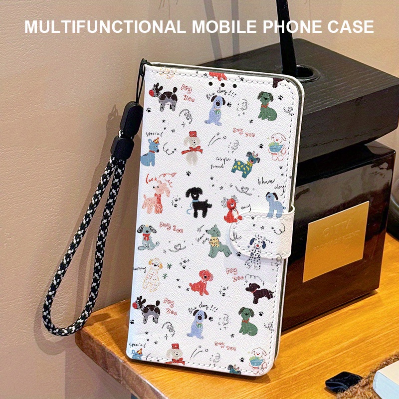TEMU Phone Case: Wallet-style Phone Case With Stand And Detachable Lanyard, Featuring A Small Animal Pattern Flip Card Holder, Compatible With Iphone