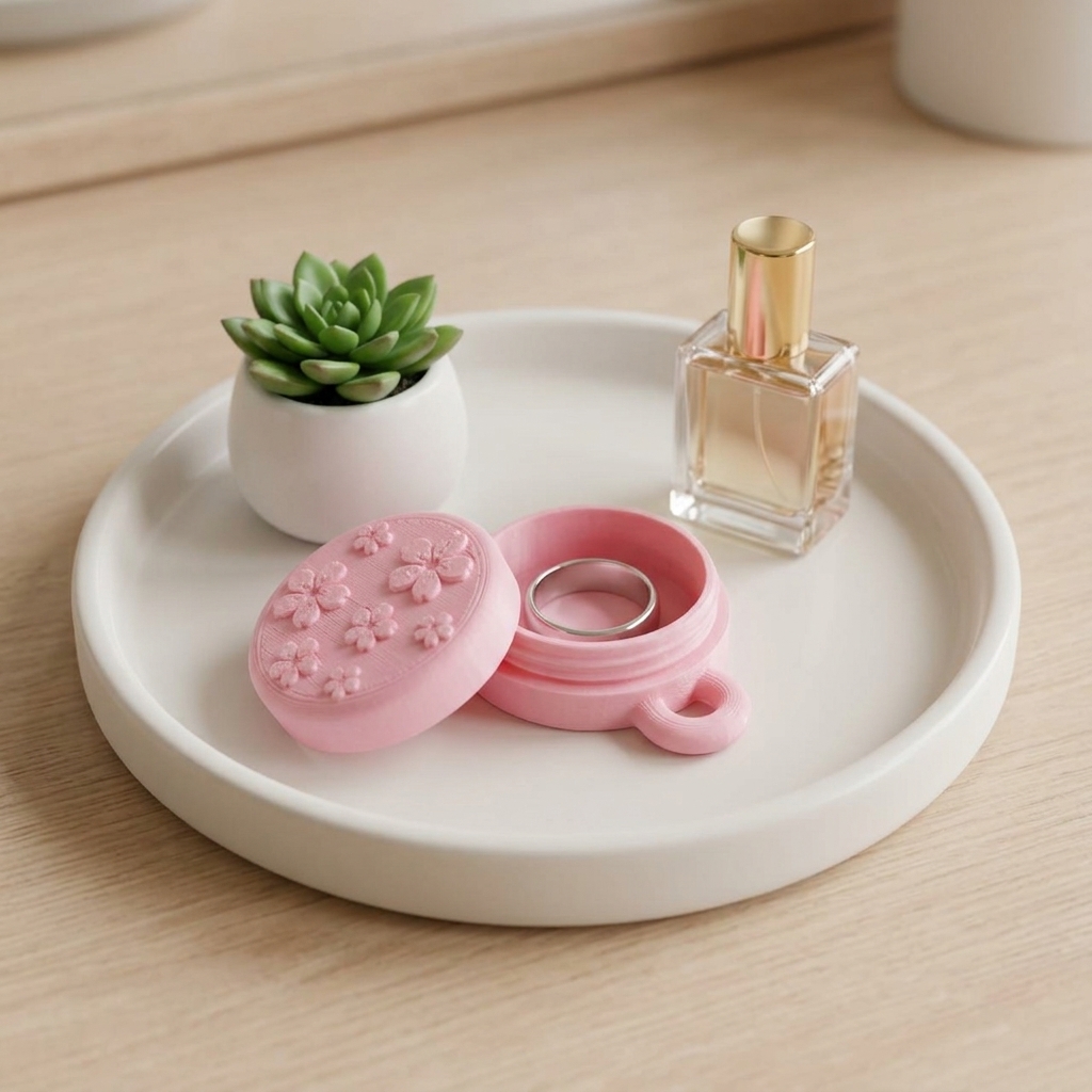 2pcs Flower-Shaped Jewelry Storage Boxes in Pink and White