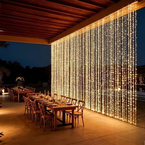 Artikelbild 600 led hängender -vorhang-lichterkette, 236,22 x 118,11 zoll, fensterdekorationslichter für innen/außen, dekorative lichterkette lichtseil, usb-betrieben, 8 , für weihnachten, halloween, hochzeiten, geburtstagsfeiern festliche wand- vorhangdekoration für magisches