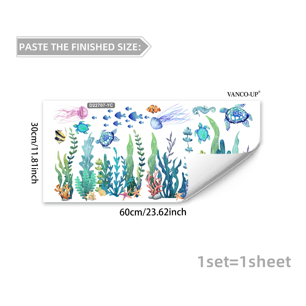 TEMU 1pc (30 X 60cm) Underwater Sea Creature Static Window Clings, Room Bathroom Window Decor Stickers