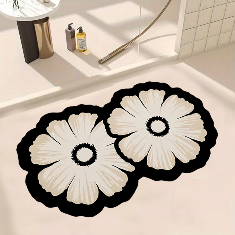 1pc floral diatomaceous earth bath mat non slip super absorbent quick dry soft shower mat with rubber backing decorative floor mat for bathroom easy to clean 1200gsm hand wash only bathroom mat decorative bath mat   material Product details 4