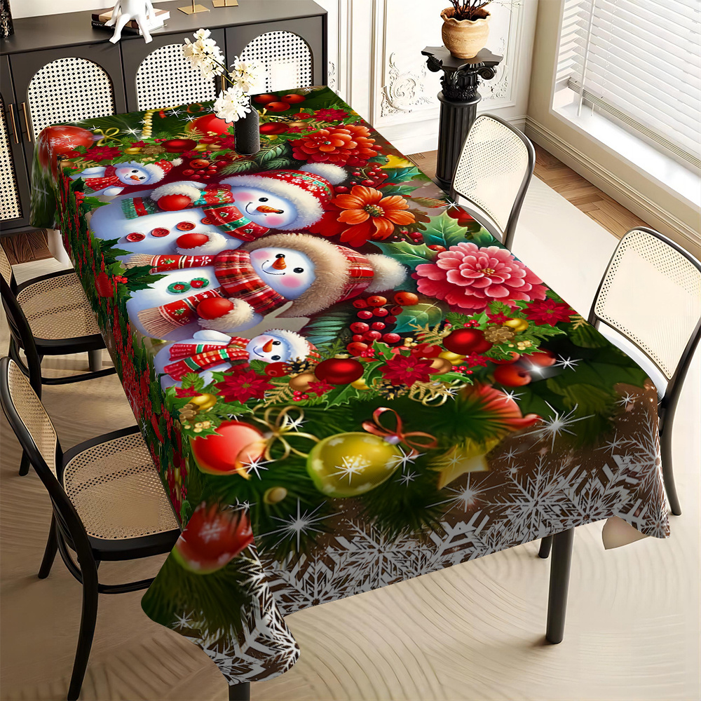 

Christmas Snowman Tablecloth, /rectangular, , , , , , , , For Dining Table, Use