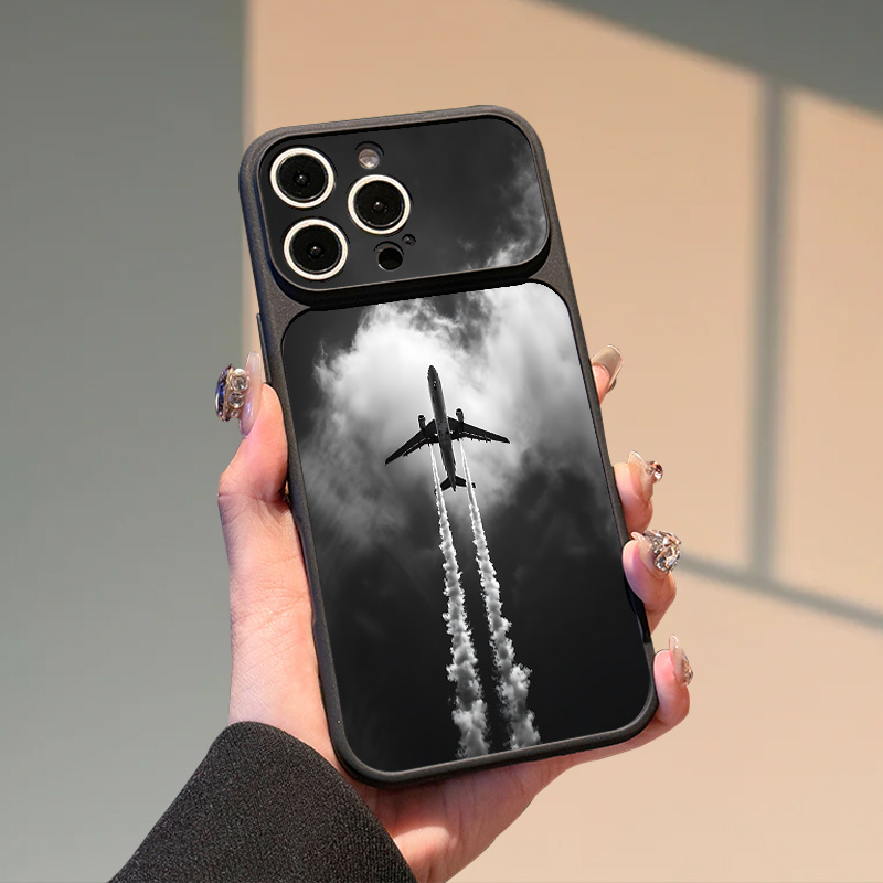 TEMU Phone Case: Monochrome Aviation-themed Pattern Uv Printed Phone Case Suitable For 17promax 17pro 17 16promax 16 15 14 13 12 11 Series Phones