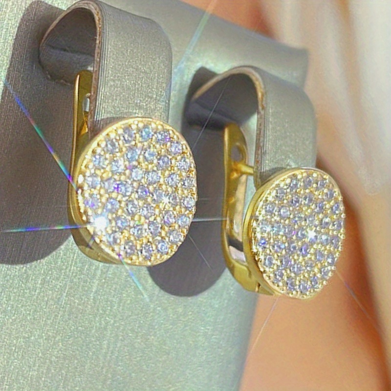 Image of Exquisite Inlaid Synthetic Zirconia Disc Earrings For Women Parties And Vacations Exquisite Accessories For Daily Leisure Commuting Versatile Earrings