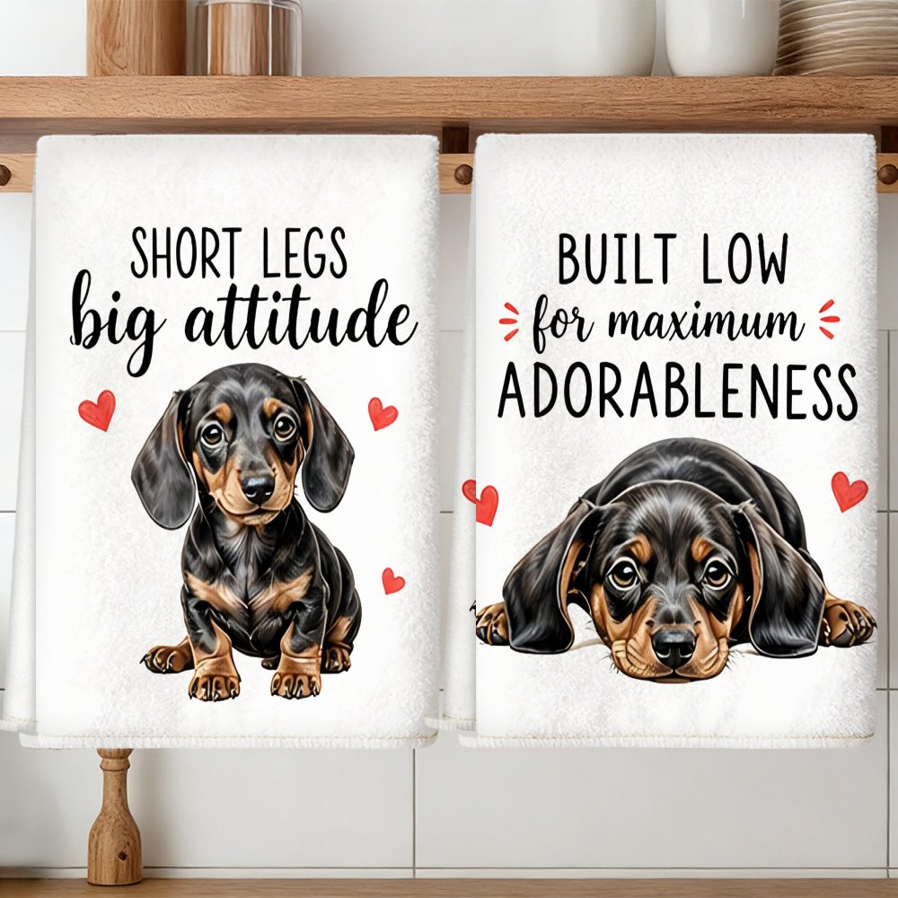 TEMU 2pcs Kitchen Towels, Soft Absorbent Microfiber Tea Towels, Decorative Housewarming/birthday Gifts For Mom, , Neighbors, Dachshund Print Kitchen