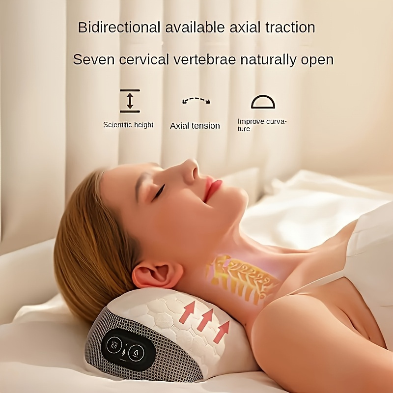 USB-Powered Memory Foam Neck Pillow with Heat and Vibration Massage | Ergonomic Hexagonal Design for Optimal Support | Breathable Fabric for Enhanced Comfort | Perfect Holiday Gift for Relaxation and Sleep Aid, Neck Support Pillow | Sleek Modern Pillow | Memory Foam Pillow
