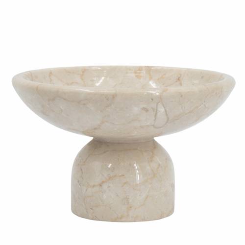 round marble pedestal bowl cream centerpiece suitable for dining table decor fruit bowl for wedding elegant vessel for desserts candies