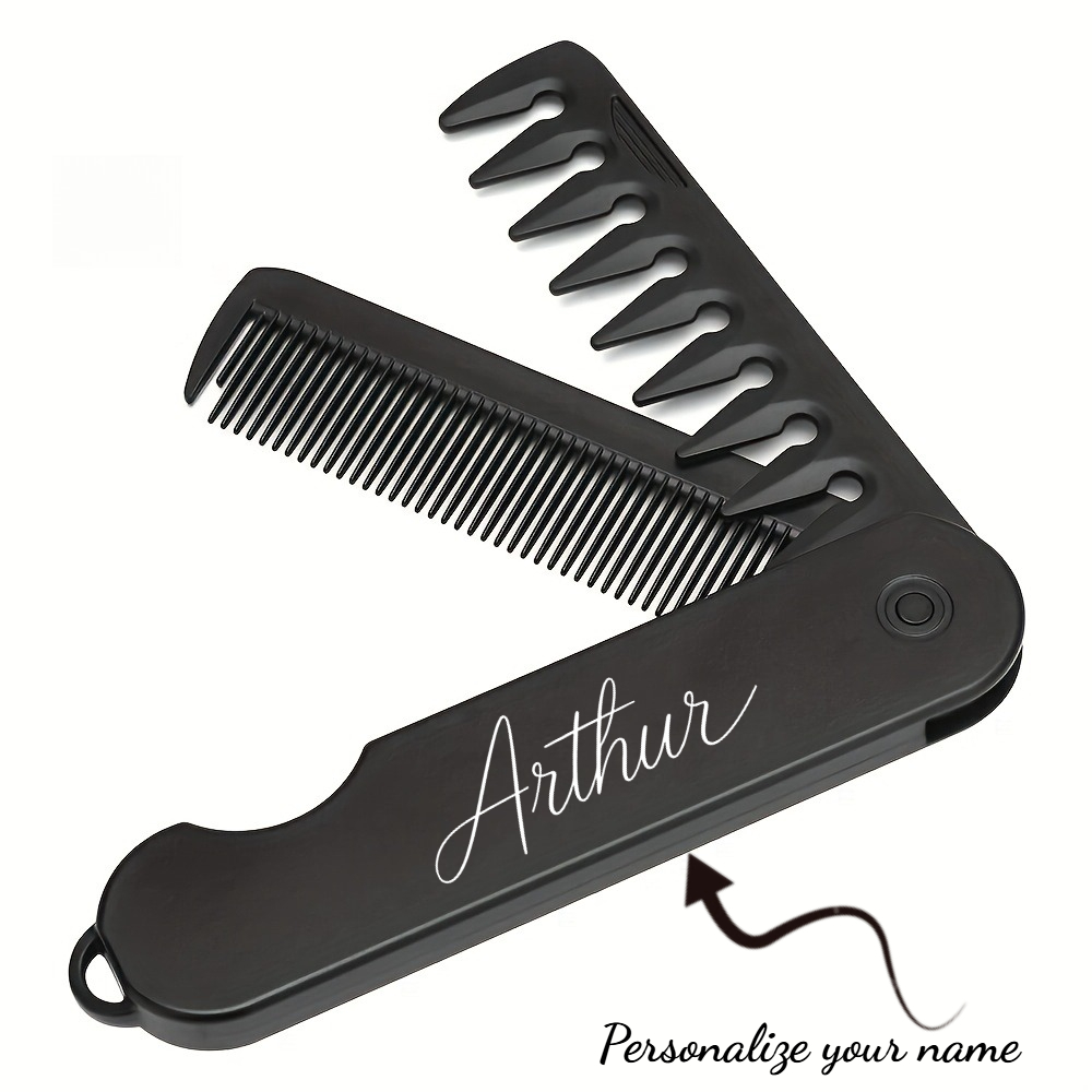 TEMU 1 Peine Plegable Personalizado Grabado para Hombres y Mujeres - Mango de Plástico ABS Duradero con Dientes de Plástico, Múltiples Opciones de