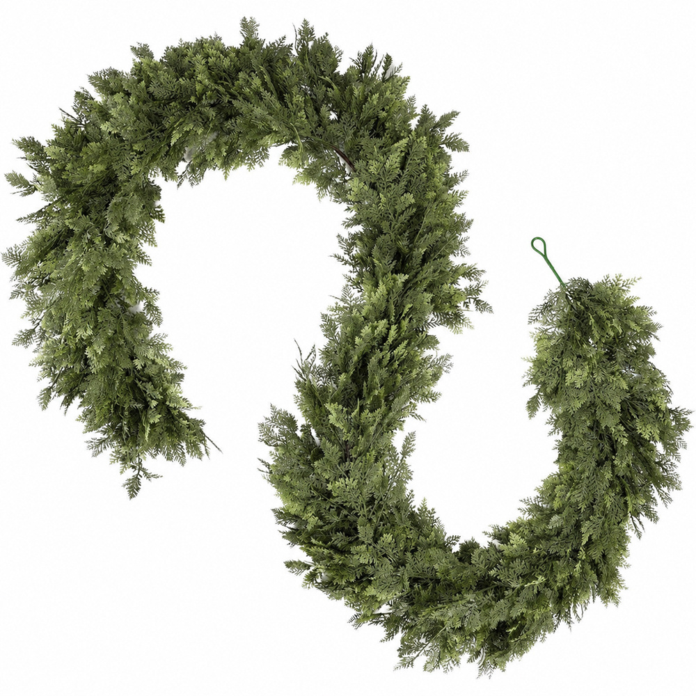 TEMU 1pc Christmas Artificial Cedar Garland 70.86in Artificial Greenery Garland For Fireplace Table Indoor Outdoor Home Xmas Holiday Decoration