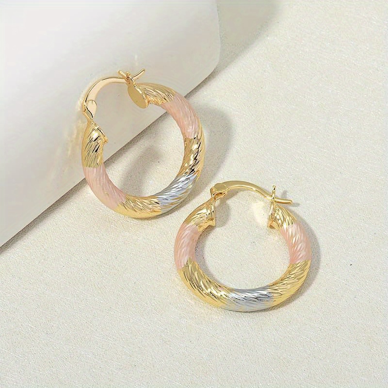 

Elegant Golden-tone Hoop Earrings For Women - Luxurious Copper Fashion Jewelry, Perfect Birthday Gift For Her, Ladies Earrings