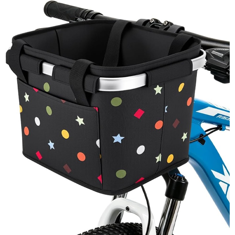 Image of Front Bike Basket, Detachable Handlebar Basket, Small Shopping Basket, Picnic Basket, Foldable Handlebar Basket With Bike Additions