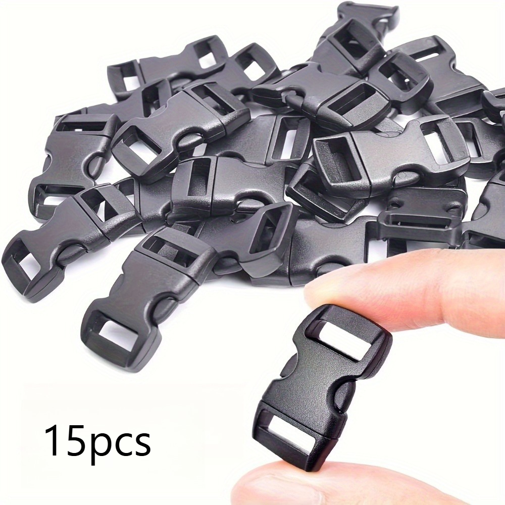 TEMU 15 pièces de boucles à dégagement rapide en plastique robuste - Clips incurvés de 3/8 pouce adaptés aux bracelets en paracorde, pour chien,