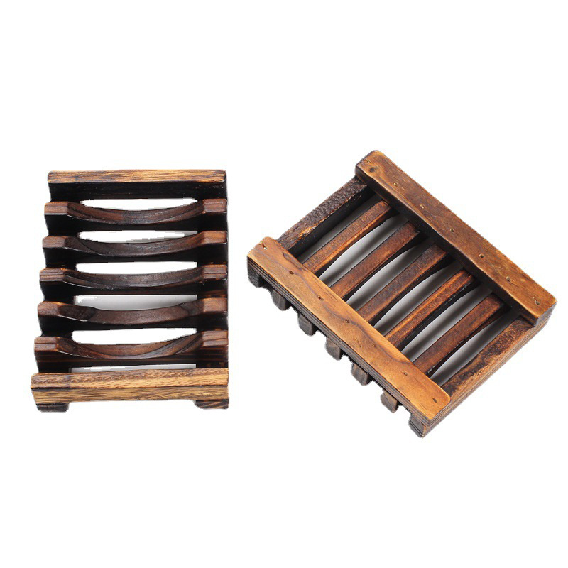 TEMU Soap Dish, 2pcs Square Bulk Wood Soap Holder With Drain, Hand Soap Tray Rack Stand, Cedar Soap Saver For Shower, Wooden Bar Soap Dishes Holders