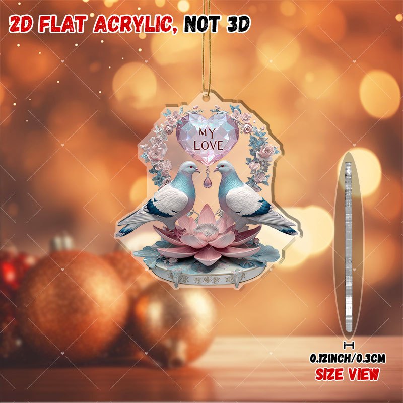 2D Flat Acrylic Decorative Pendant with Pigeons