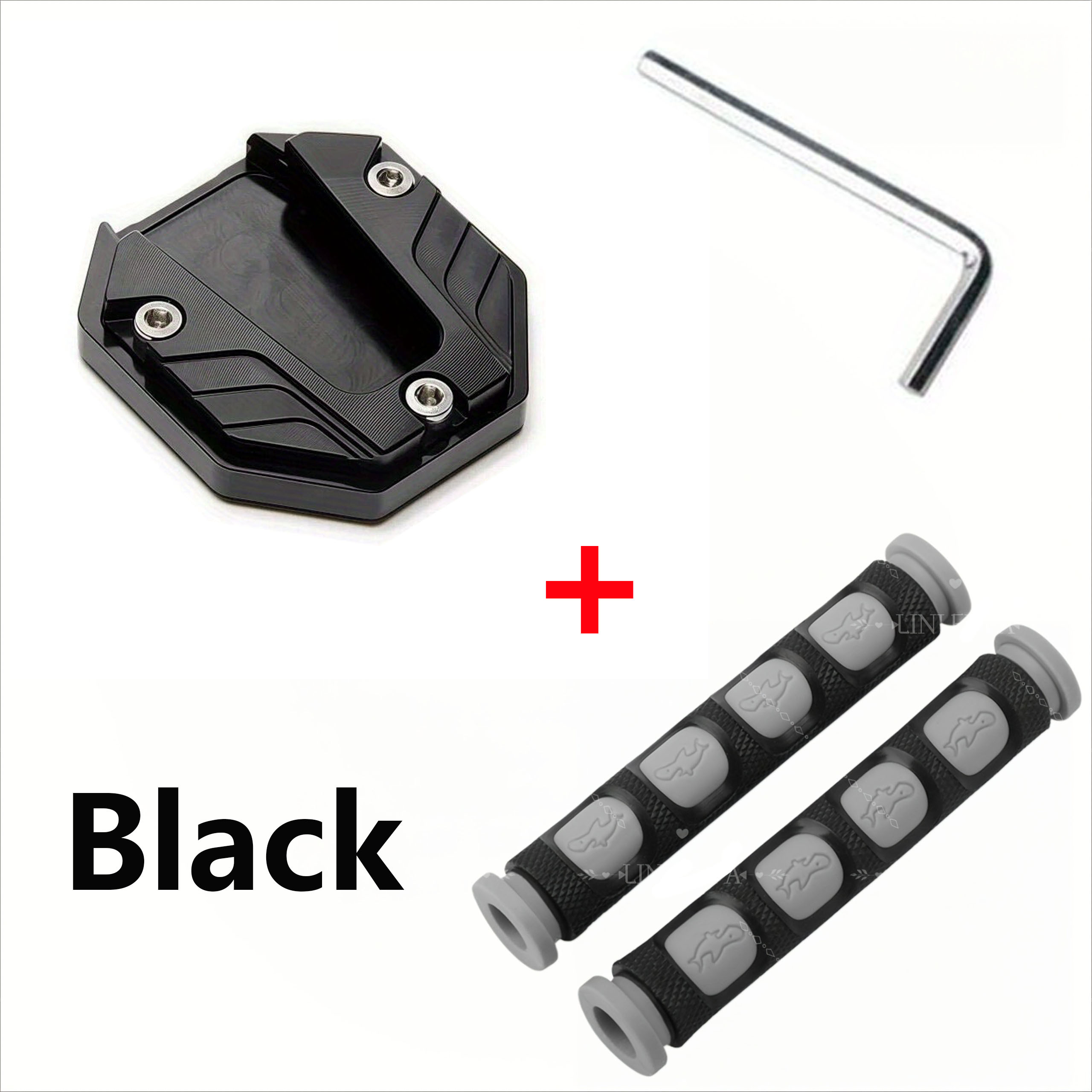 TEMU 4pcs Modified Aluminum Alloy Accessories Set For Motorcycle And Scooter, 1 Support 2 Motorcycle Handle Gloves 1 Installation Tool