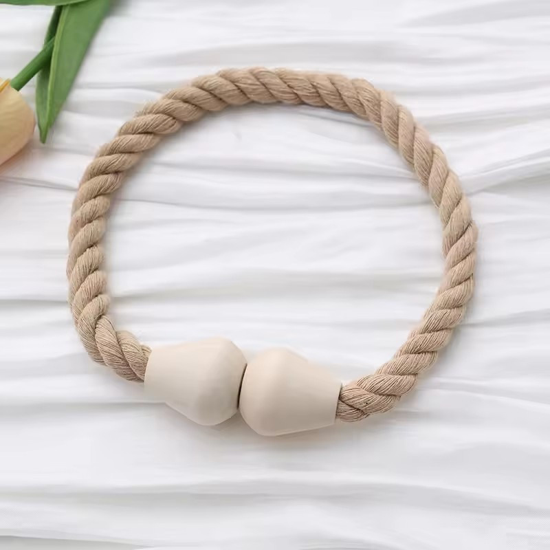 1pc Wooden Magnetic Curtain Tiebacks - Handmade Rope Holders For Drapes, Vintage Home Decor