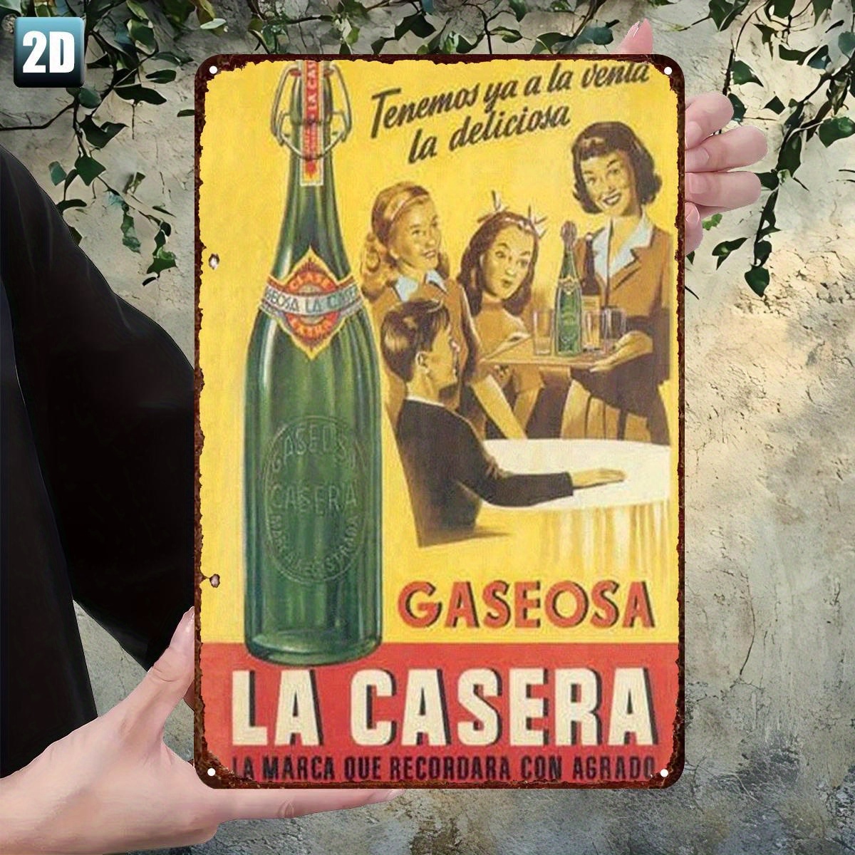 TEMU Letrero Metálico 2D, 1 pieza Vintage de Soda - Póster de Publicidad de Bebidas Españolas Retro - Decoración de Comedor de Mediados de - 8X12