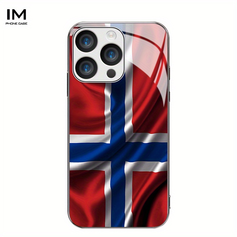TEMU Phone Case: Flag Print Electroplated Glass For Iphone 17, 16, 15, 14, 13, 12, 11, 7, 8 Plus - Stylish, Trendy, Anti-smudge Phone Case