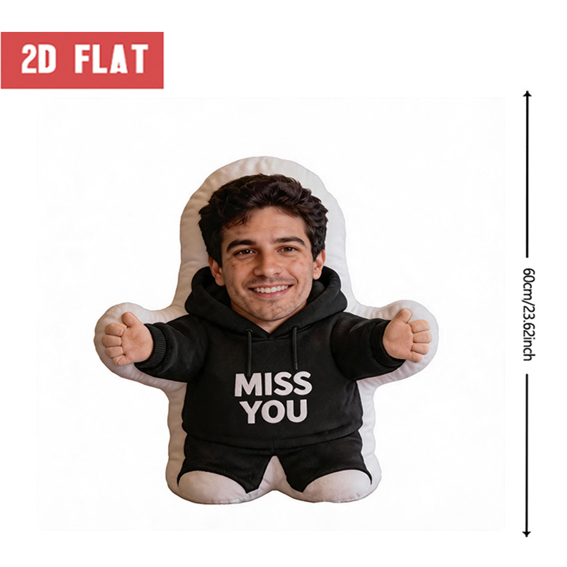 TEMU Custom Face Personalized Photo Shaped Pillow, Cute Decorative Cushion With "" Hoodie Design, 60cm Large Size Accent Pillow For Sofa & Bedroom,