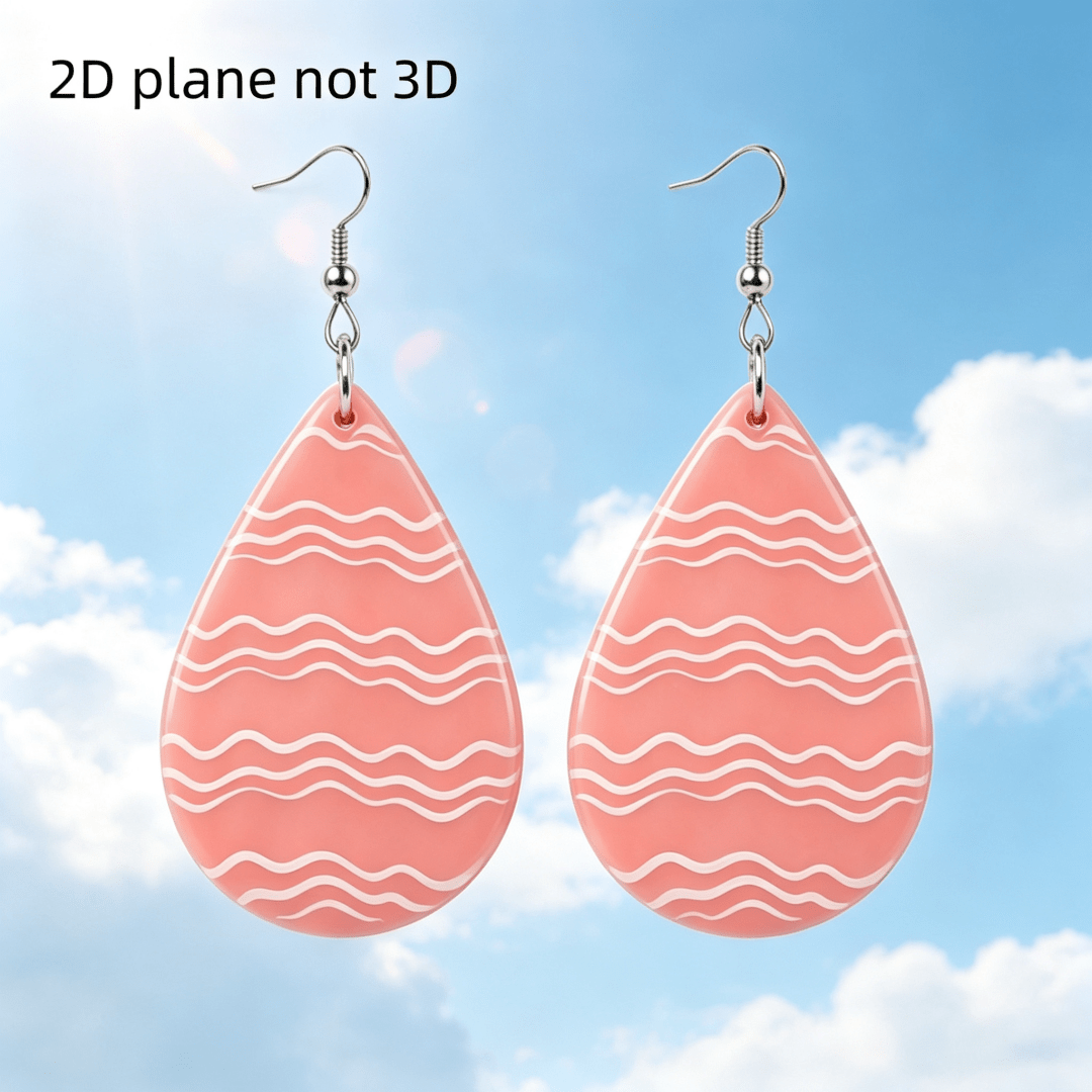 Minimalist Pink Wavy Teardrop Earrings, Acrylic