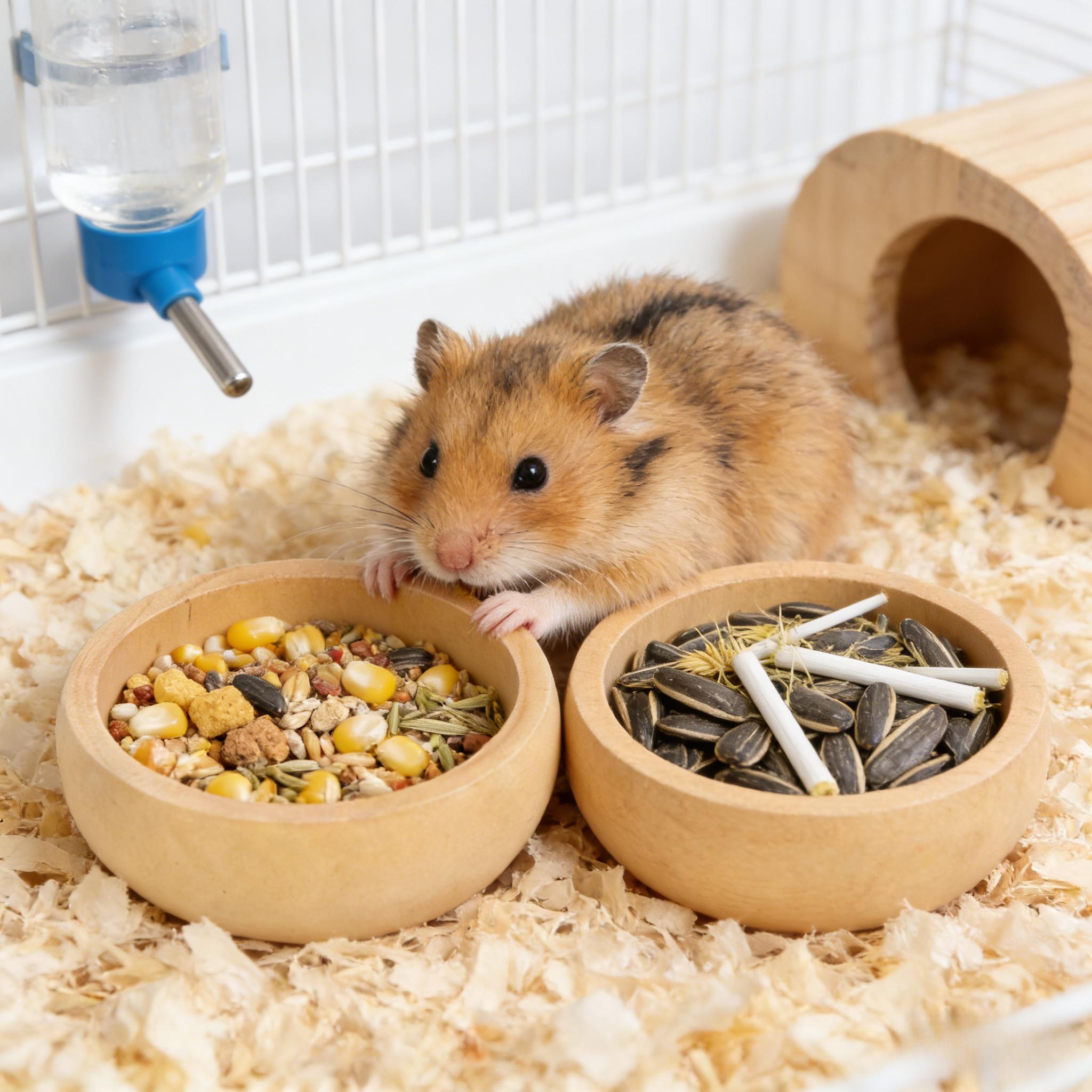TEMU Wooden Hamster And Parrot Water Bowl And Food Bowl Set(2pcs)- Suitable For Birds, Small Pets, Cage Feeders, Durable And Easy To Clean, Suitable